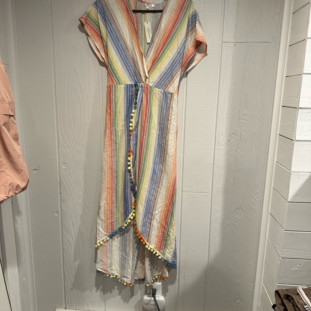 A&B Colorful Striped Wrap Dress